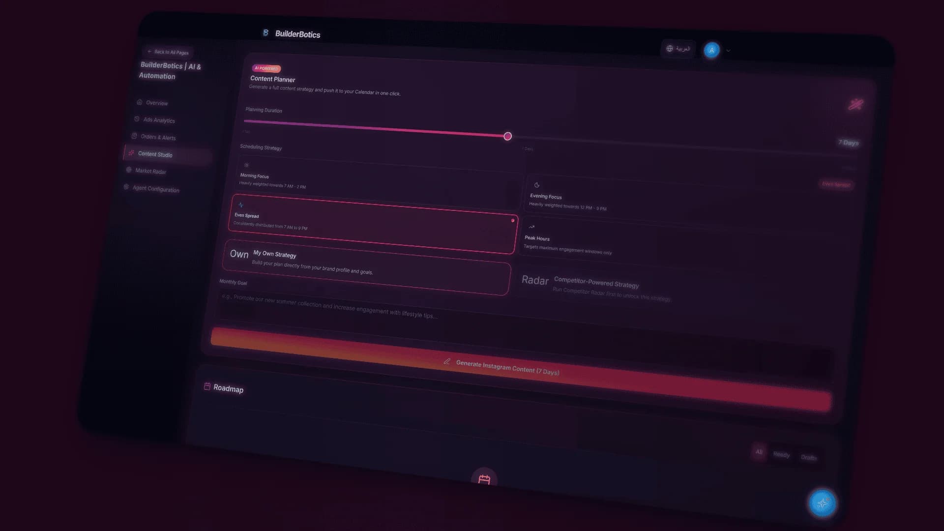 Instagram Manager content planner workspace